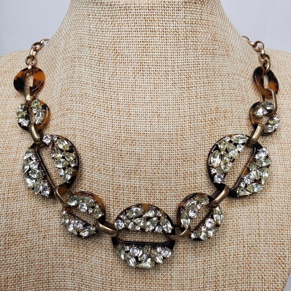 Vintage Necklace Faux Diamond Mosaic on Chain 16 Inch